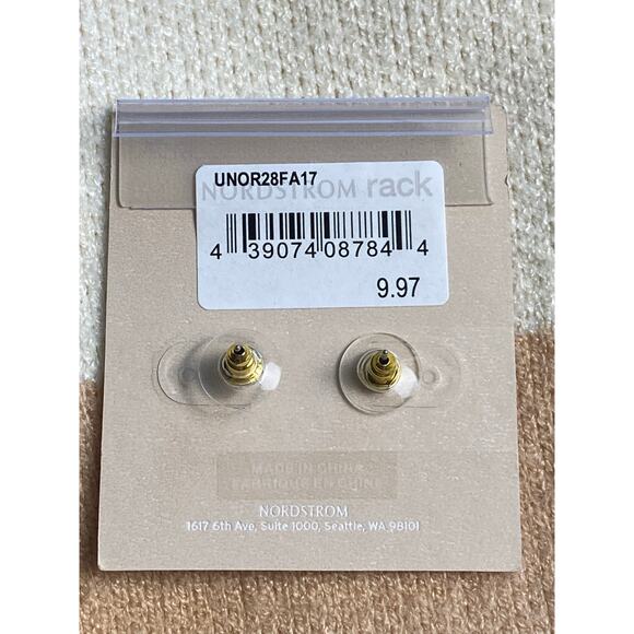 14 & Union Pink Glass Square Stud Earrings NWT - Picture 3 of 4